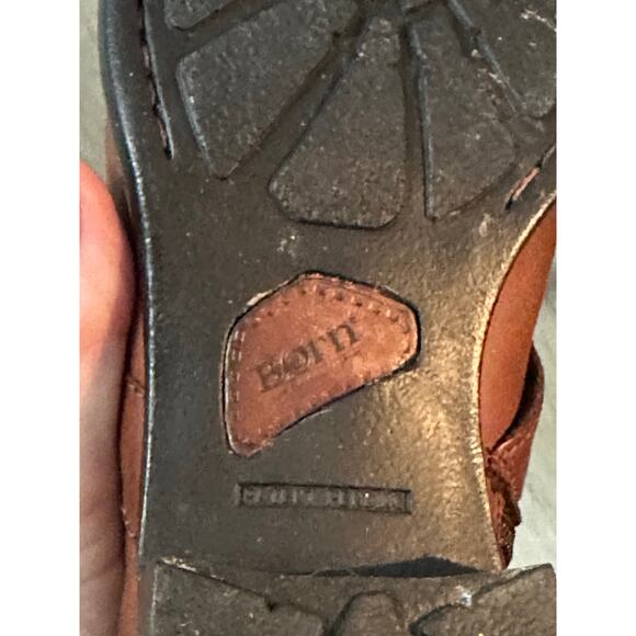 BORN Alamid Dark Tan Brown Leather Strappy Buckle Midcalf Boot Size 8 - Picture 9 of 9